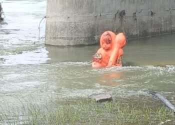 हिंगणघाट: पुराच्या पाण्यात वाहून आली हनुमानाची मूर्ती, प्रवाहातही उभीच दिसल्याने आश्चर्य.