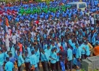 राजुऱ्यात दुमदुमला “भारत माता की जय ” चा जयघोष. हजारोच्या संख्येत निघाली प्रभातफेरी.