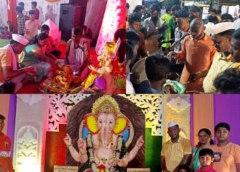 जि.प.माजी अध्यक्ष अजय कंकडालवार यांनी सहकुटुंब आलापल्लीचा लाडका राजा गणेश मंडळाला दिली भेट, आरती करून महाप्रसादचे केले वाटप.