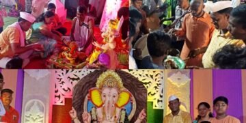 जि.प.माजी अध्यक्ष अजय कंकडालवार यांनी सहकुटुंब आलापल्लीचा लाडका राजा गणेश मंडळाला दिली भेट, आरती करून महाप्रसादचे केले वाटप.