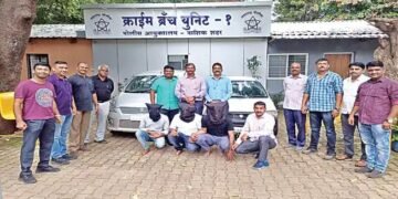 नाशिक: दोघांचे अपहरण करीत त्यांच्याकडील रोकड व सोन्याचे दागिने लुटणार्‍या टोळीला गुन्हे शाखेने  ठोकल्या बेळ्या.