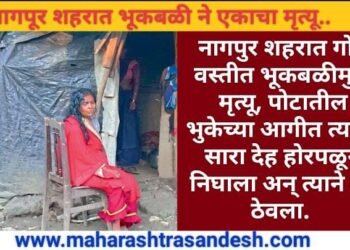 नागपुर शहरात गोंड वस्तीत भूकबळीमुळे मृत्यू, पोटातील भुकेच्या आगीत त्यांचा सारा देह होरपळून निघाला अन् त्याने देह ठेवला.