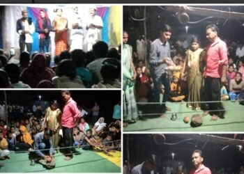 शारदा उत्सव सार्वजनिक शारदा महिला मंडळ उंदिर गावाच्या शांततेत पार दंडारीचा कार्यक्रम.