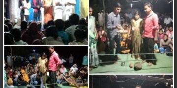 शारदा उत्सव सार्वजनिक शारदा महिला मंडळ उंदिर गावाच्या शांततेत पार दंडारीचा कार्यक्रम.