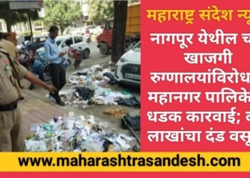 नागपूर येथील चार खाजगी रुग्णालयां विरोधात महानगर पालिकेची धडक कारवाई; दोन लाखांचा दंड वसूल.