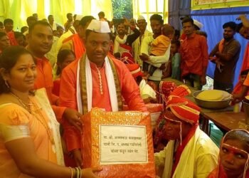 अहेरी तालुक्यातील इंदाराम येथे अनोखा सामूहिक तुलसी विवाह: चार जोडपेही अडकले विवाहबंधनात.