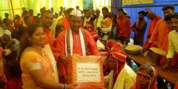 अहेरी तालुक्यातील इंदाराम येथे अनोखा सामूहिक तुलसी विवाह: चार जोडपेही अडकले विवाहबंधनात.