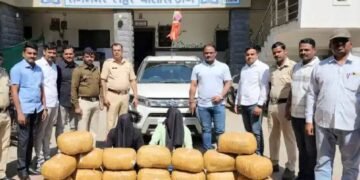 संगमनेर तालुक्यात 172 किलो गांजा पोलिसांनी सापळा रचून पकडला, 23 लाख  ८५ हजार रुपयांचा मुद्देमाल जप्त.