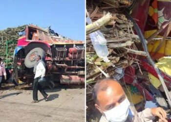 ट्रक ट्रॅक्टरचा भीषण अपघात, चालक केबीनमध्ये अडकला, डाॅक्टरांनी थेट ऊसाच्या कांड्याला लावली सलाईन वाचला जीव.