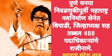 पुणे मनपा निवडणुकीपूर्वी महाराष्ट्र नवनिर्माण सेनेत बिघाडी, जिल्हाध्यक्ष सह तब्बल 400 पदाधिकाऱ्यांचे राजीनामे.
