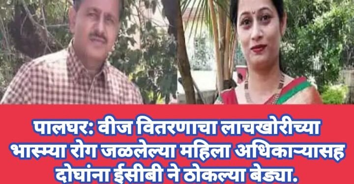 पालघर: वीज वितरणाचा लाचखोरीचा भस्म्या रोग जळलेल्या महिला अधिकाऱ्यासह दोघांना ईसीबी ने ठोकल्या बेड्या.