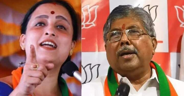 चंद्रकांत पाटलांची यांची तुलना थेट महात्मा फुलेंशी! चित्रा वाघ याचं वादग्रस्त विधान..