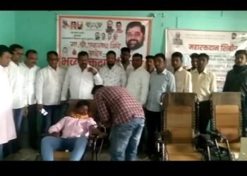 महाराष्ट्राचे मुख्यमंत्री  एकनाथ शिंदे यांच्या वाढदिवसानिमित्त चंद्रपूर शहरात भव्य रक्तदान शिबिर संपन्न.