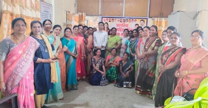 राजुरा येथे महिला काँग्रेसच्या वतीने जागतिक महिला दिन उत्साहात साजरा.
