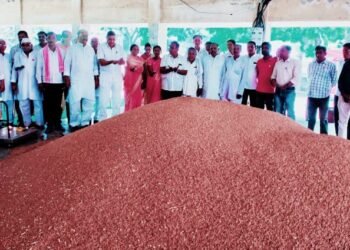 सहकार नेते अँड सुधीर कोठारी यांचे हस्ते समुद्रपुर बाजार समितीमध्ये आधारभूत चना खरेदीचा शुभारंभ.