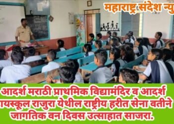 आदर्श मराठी प्राथमिक विद्यामंदिर व आदर्श हायस्कूल राजुरा येथील राष्ट्रीय हरीत सेना वतीने  जागतिक वन दिवस उत्साहात साजरा.