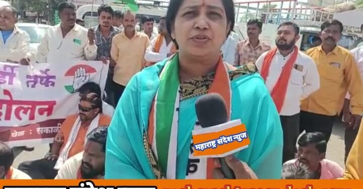 वाशिम येथे महाविकास आघाडी व राष्ट्रवादी काँगेस सेवा दल तर्फे रास्ता-रोको आंदोलन.