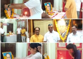 सरदार पटेल महाविद्यालयात  महामानव डॉ. बाबासाहेब आंबेडकरांना अभिवादन.