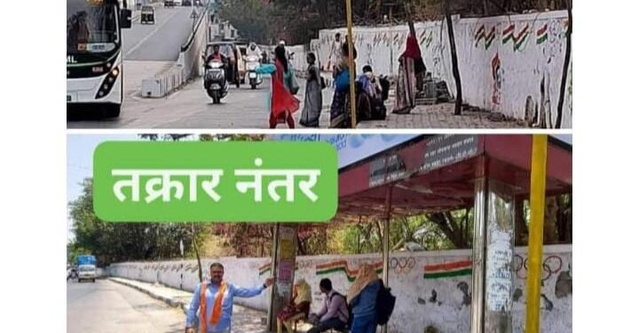 शिवसेनेच्या मागणीला यश, प्रशासना तर्फे येरवडा येथील बस स्टॉपवर आसान व्यवस्था लावायला सुरुवात.