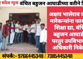 अक्षय भालेराव यांच्या मारेकऱ्यांना फाशीची शिक्षा द्या, वंचित बहुजन आघाडीचे परतुर उपविभागीय अधिकारी निवेदन.