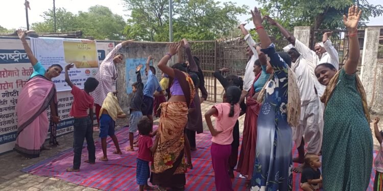 जिवती तालुक्यातील आरोग्य वर्धीनी उपकेंद्र पुनागुडा येथे आतंरराष्ट्रीय योगा दिन साजरा.