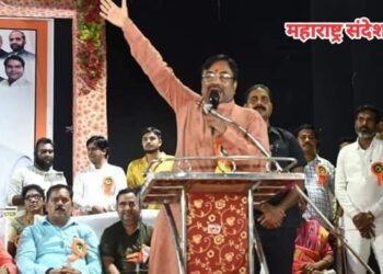 मोदी@9 महाजनसंपर्क अभियान अंतर्गत  गोंडराजे नाट्य सभागृह बल्लारपूर येथे लाभार्थी संमेलन संपन्न.