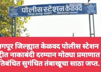 नागपूर: केळवद पोलीस स्टेशन हद्दीत नाकाबंदी दरम्यान मोठ्या प्रमाणात प्रतिबंधित सुगंधित तंबाखूचा साठा जप्त.