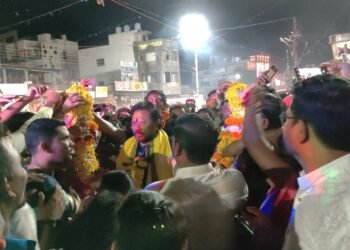 राज्याच्या कॅबिनेट मंत्री पदाची शपथ घेतल्या नंतर धर्मराव बाबा आत्राम यांचे अहेरी राजनगरीत जल्लोषात स्वागत.