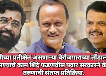 नोकरीच्या प्रतीक्षेत असणाऱ्या बेरोजगाराच्या तोंडाला पाने पुसण्याचे काम शिंदे फडणवीस पवार सरकारने केले तरुणाची संतप्त प्रतिक्रिया.