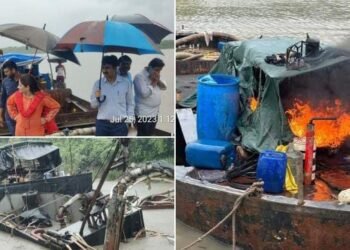 ठाणे: भर पावसात महसुल विभागाची रेती माफियांवर धाडसी कारवाई, 40 लाखाचा मुद्देमाल केला जप्त.