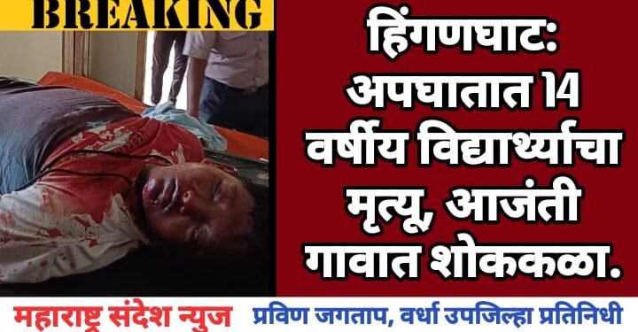 हिंगणघाट: अपघातात 15 वर्षीय विद्यार्थ्याचा मृत्यू, आजंती गावात शोककळा.