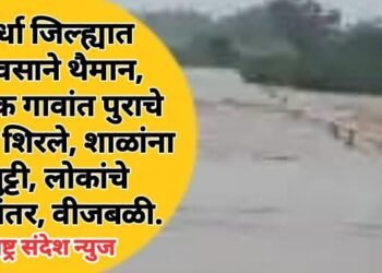 वर्धा जिल्ह्यात पावसाने थैमान, अनेक गावांत पुराचे पाणी शिरले,  शाळांना सुट्टी, लोकांचे स्थलांतर, वीजबळी.