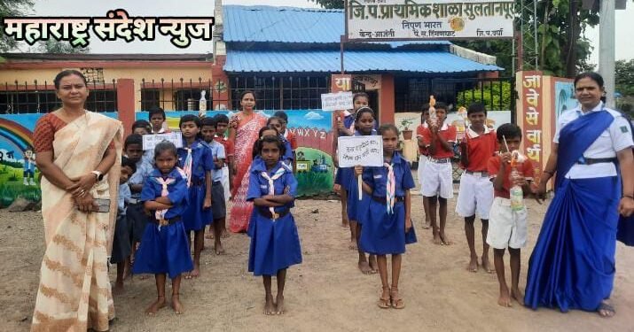 जि.प प्राथ. शाळा सुलतानपूर येथे राणी लक्ष्मीबाई बुलबुल युनिट पंचायत समिती हिंगणघाट द्वारे मेरी मिट्टी मेरा देश व क्रांती दिवस उत्साहात साजरा.