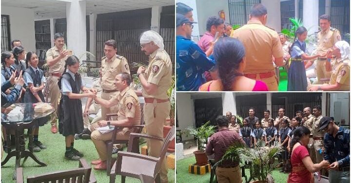 नागपूर लकडगंज पोलीस अधिकारी व कर्मचारी यांना उमया शंकर शाळेतील मुलींनी राखी बांधून रक्षाबंधन केले साजरे.