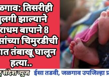 जळगाव: तिसरीही मुलगी झाल्याने नराधम बापाने 8 दिवसांच्या चिमुरडीची तोंडात तंबाखू घालून हत्या..