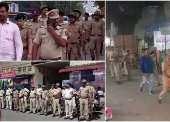 पुणे शहरातील कोंढवा पोलिस स्टेशन हद्दीत धार्मीक सणाच्या अनुषंगाने कायदा, सुव्यवस्थेसाठी पोलिसांचा रुट मार्च.