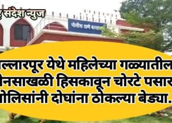 बल्लारपूर येथे महिलेच्या गळ्यातील सोनसाखळी  हिसकावून चोरटे पसार, पोलिसांनी दोघांना ठोकल्या बेड्या.