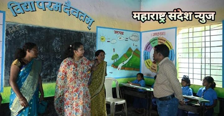 माजी जि प अध्यक्ष भाग्यश्रीताई आत्राम यांनी साधला दुर्गम भागातील विद्यार्थ्यांशी संवाद, जवेली (बु) येथील शाळा व अंगणवाडीला भेट.