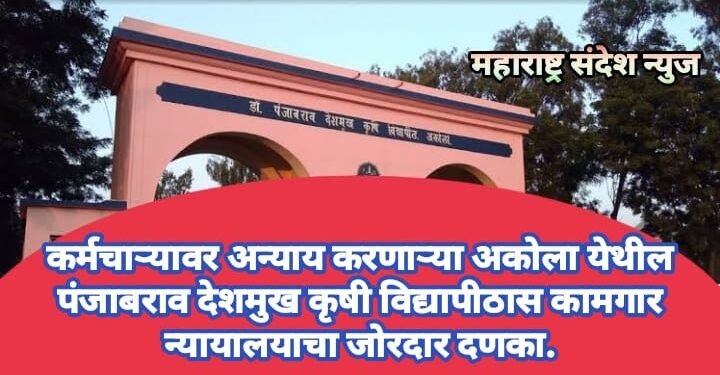 कर्मचाऱ्यावर अन्याय करणाऱ्या अकोला येथील पंजाबराव देशमुख कृषी विद्यापीठास कामगार न्यायालयाचा जोरदार दणका.