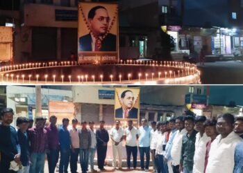 तिर्थपुरी येथे 67 व्या महापरिनिर्वाण दिनानिमित्त महामानवाला अभिवादन.