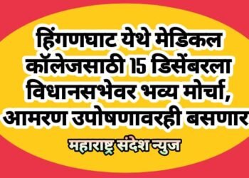 हिंगणघाट येथे मेडिकल कॉलेजसाठी 15 डिसेंबरला विधानसभेवर भव्य मोर्चा, आमरण उपोषणावरही बसणार.