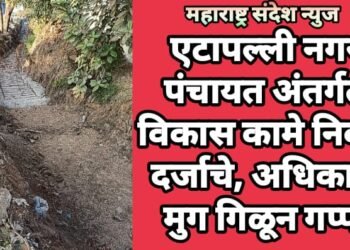 एटापल्ली नगर पंचायत अंतर्गत विकास कामे निकृष्ठ दर्जाचे, अधिकारी मुग गिळून गप्प.