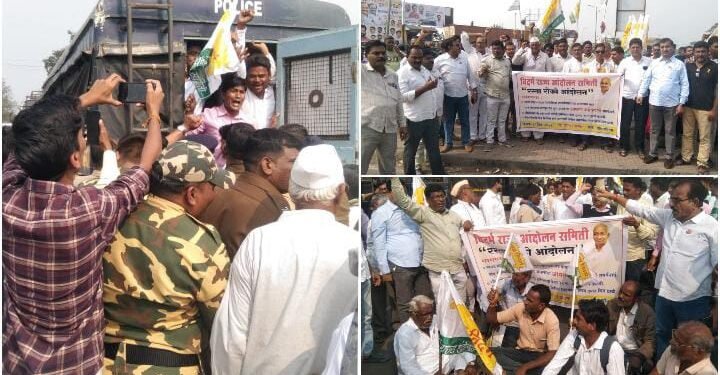 जाम चौरस्ता येथे विदर्भ राज्य आंदोलन समिती, शेतकरी संघटना, स्वतंत्र भारत पक्षाचे वतीने रस्ता रोको” आंदोलन.