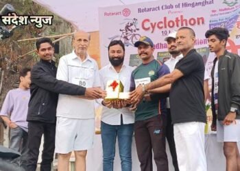 हिंगणघाट यहा रोटरेक्ट क्लब की साइकिल मैराथन स्पर्धा भारी प्रतिसाद के साथ हुई सफल.