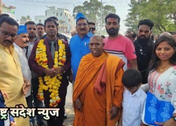 सावनेर येथे डॉ. बाबासाहेब आंबेडकरांचे नातू राजरत्न आंबेडकर यांचे जंगी स्वागत.