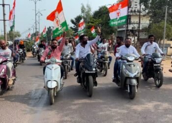 बल्लारपुर युवक कांग्रेस तर्फे भारत जोड़ो न्याय यात्रा समर्थनात बाईक रैली.