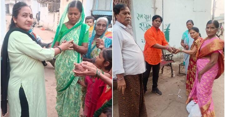 अयोध्या मे श्रीरामलाला की मूर्ति की प्राणप्रतिष्ठा के शुभ अवसर पर बल्लारपुर में हर घर दीये का वितरण.