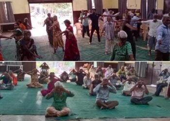 मातोश्री वु्ध्दाश्रम सोनपुर आदासा येथे तीन दिवसीय योग प्राणायाम शिबीराची सुरुवात.