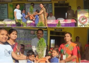 आदर्श शाळेला बारा वृक्षकुंड्या देऊन दूर्वा बेले ने केला वाढदिवस साजरा.