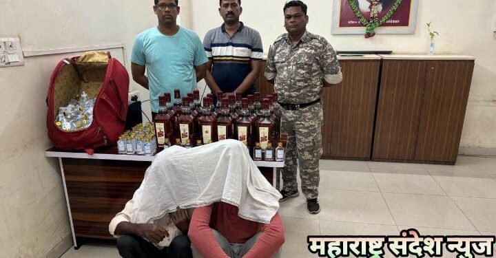 बल्लारपुर से तेलंगाना जा रही अवैध शराब जब्त, दो आरोपीको पुलिसने किया गिरप्तार.